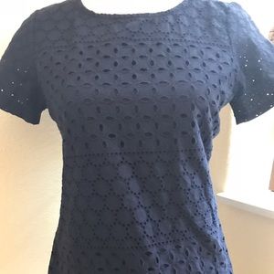 *$10 or FREE* G.H. Bass & Co Navy Lace Tee NWT!